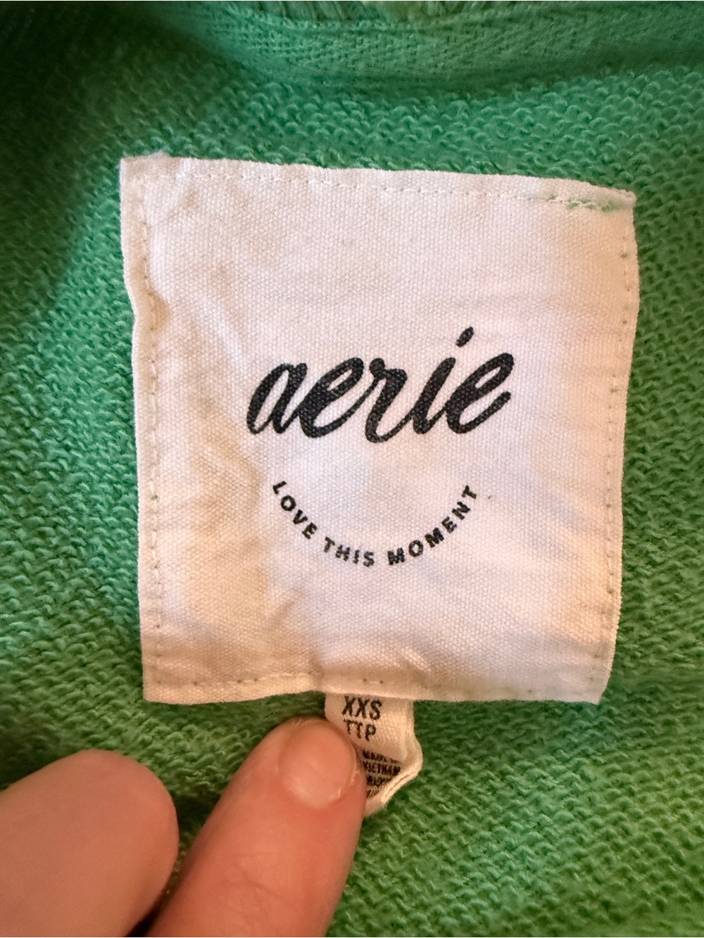 aerie Bright Green Knit Sweater with Logo Tag